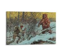 YUQLAGA The Bear And The Hunter Poster Canvas Wall Art Hanging Painting, Suitable for Living Room Bedroom Game Room Office, Best Gift Choice 08x12inch(20x30cm)