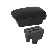 YUQUDGELKY Armrest For Toyota For Aqua 2011 2012 2013 2014-2020 Car Armrest Storage Box Center Console Central Armrest Box(B1 Black red 3USB)