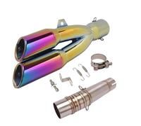YUQUDGELKY For NC700 NC700X NC700S NC750 NC750X NC750S 2012-2023 Motorcycle Exhaust Escape Middle Link Pipe Double Holes Muffler(Style C)