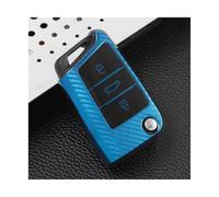 YUQUDGELKY For Seat For Ateca For Leon FR 2 For Ibiza Keyless TPU Car Flip Key Case Cover Shell(Blue)