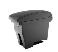 YUQUDGELKY For VW POLO Mk5 6R For Vento Armrest 2012 2013 2014 2015 2016 2017 2018 Central Console Modified Storage Box(B1 Black red leather)