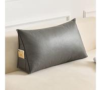 YUR Outdoor Triangle Sofa Back Cushion for Garden Patio,Waterproof Faux Leather Bed Reading Pillow,Large Waist Support Backrest,Removable Cover