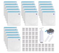 Yuragim Filament Vacuum Bag Kit, Pack of 20 Vacuum Bags Transparent 34 x 30 cm, 40 Desiccants, 2 Sealing Clips and 1 Hand Pump, Vacuum Bags for Clothes, Filament Storage, Vacuum Space Saver