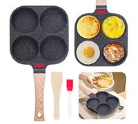 Yuragim Fried Egg Pan Induction Pancake Pan Non-Stick 4 Holes Eye Pan Fried Egg Pan Multifunctional Breakfast Pot Aluminium Egg Pan Omelette Pan for Induction Cooker Gas Stove Black