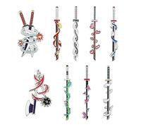 YURAOER Anime Slayer Keychain Pin Set - Cartoon Figures 9 Hashiras Mini Katana Sword Key Chains Enamel Pin Jewelry Men Women, 9 Hashiras Pins, Default Size