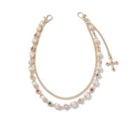 YURAOER Layered Daisy Pearl Wallet Chain Rhinestone Flower Heart Cross Bag Charms Keychain Pants Jean Chains for Women Men, gold link chain daisy, As shown in the pic