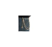 YURAOER Layered Daisy Pearl Wallet Chain Rhinestone Flower Heart Cross Bag Charms Keychain Pants Jean Chains for Women Men, gold cross chain heart, As shown in the pic