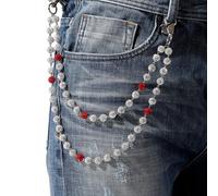 YURAOER Sparkly Ceramic Beads Wallet Chain - 10mm Shiny Bohemian Purse Jean Pants Chains for Men Women Fashion Accessories, As shown in the pic, Rhinestone