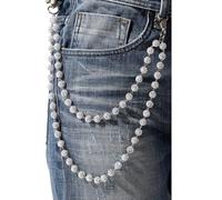 YURAOER Sparkly Ceramic Beads Wallet Chain - 10mm Shiny Bohemian Purse Jean Pants Chains Keychains for Men Women Fashion Accessories, As shown in the pic, Rhinestone