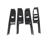 Yurefax 1 Set Window Lift Switch Panel Cover Trim, for Chevrolet Silverado, for GMC Sierra 1500 2500 3500 LHD Black Carbon Fiber Style Window Control Trim Window Switch Cover