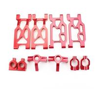 Yurefax 10 Pcs Aluminum Alloy Front Rear Suspension Arm Steering Cup Set, for Wltoys, for 104001 1/10 RC Car Suspension Arm Link(Red)