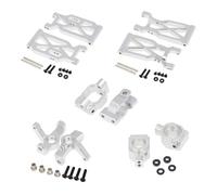 Yurefax 10Pcs Aluminum Alloy Front Rear Suspension Arm Steering Cup Set, for Wltoys, for 104001 1/10 RC Car Suspension Link(Silver)