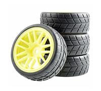 Yurefax 4P Tires With Sponge Wheel, for HSP, for HPI, 1/10 1.10 On-Road Touring Car Rc Car Tyres(Yellow Wheel)