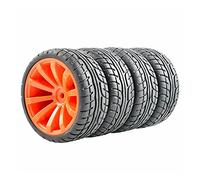 Yurefax 4Pcs Flat Racing Tires Wheel Offset 6mm, for HSP, for HPI, 1.10 On-Road Car Rc Car Tyres(601R-8003)