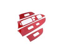 Yurefax 4Pcs Set Window Lift Switch Panel Trim, for Lexus, IS250 IS300 IS350 2006-2010 LHD Red Carbon Fiber Cover Frame Window Control Trim Window Switch Cover