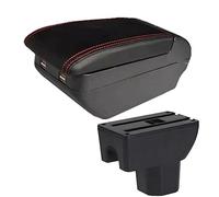 Yurefax Car Accessories, for Ignis 2016-2022 Car Armrest Box Dual Layer Centre Console Storage Box Retractable Cup Holder Car Armrest Box(BLACK H1 Red Line 4 Usb)