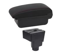 Yurefax Car Accessory, for ford, for Ecosport, 2013 2014 2015 2016 2017 Car Armrest Box Car Arm Rest Center Console Storage USB Car Armrest Box(BLACK B1 Red Line)