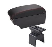 Yurefax Car Armrest Box Centre Console Storage Box Car-styling With Cup Holder USB Accessories, for Peugeot, 307 Car Armrest Box(BLACK E1 Red Line)