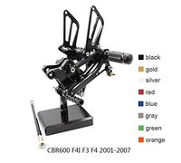 Yurefax CBR600 CBR 600 F4I F3 F4 2001-2007 02 04 CNC Aluminum Adjustable Motorcycle Rearset Rear Set Foot Peg Pedal Footrest Motorcycle Foot Peg(Silver)
