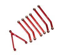 Yurefax CNC Aluminum High Clearance Chassis Links Set 1/24 RC Crawler LWB 133.7mm, for Axial, for SCX24 AXI00001 C10 AXI00002, for, for Jeep, JLU Suspension Arm Link(Red)