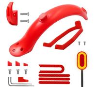Yurefax Electric Scooter Fenders, for Xiaomi, M365 M187 Pro E-Scooter Tire Fender Support +Rear Taillight Rubber Stopper Screw Accessorie Skateboard Mudguard(Red sets)