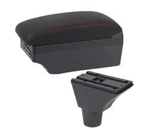 Yurefax For Citroen, C3 C4 Armrest Box Center Console Central Storage Box Cup Holder Accessories USB Charging Car Accessories Car Armrest Box(BLACK C1 Red Line 7usb)