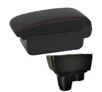Yurefax For Dacia, for Duster 2019-2022 Car Armrest Box Car Armrest Center Console Storage Box With USB Accessories Car Armrest Box(BLACK A Red Line No Usb)