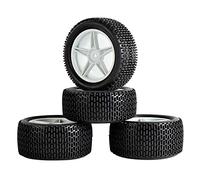 Yurefax Rubber Tires ABS WheeI 2 Front 2 Behind, for HSP, 1:10 Buggy RC 66041-66051 Rc Car Tire(White)