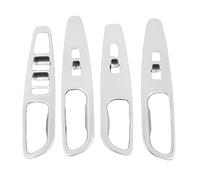 Yurefax Window Lift Switch Button Panel Cover Trim, for Hyundai, Santa Fe 2019-2021 Interior Door Armrest Decoration Window Control Trim Window Switch Cover(BLACK Silver)