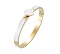 YURESEN Lucky Clover Bracelet, Trendy Leaf Bangles Bracelets for Women Gifts, 18K Gold Plated Stainless Steel Bracelets for Birthday Christmas Party (White)