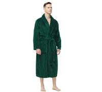 Yurhap Mens Fleece Robe, Soft Plush Robe for Men, Fluffy Bathrobe with Belt & 2 Pockets, Forest Green, L/XL