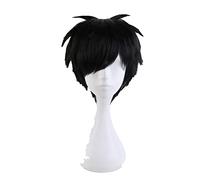 Yuri On Ice Katsuki Yuri Short Black Cosplay Wig Men Heat Resistant Synthetic Anime Hair Slicked-back Costume Wigs + Wig Cap OneSize blackwig1