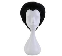 Yuri On Ice Katsuki Yuri Short Black Cosplay Wig Men Heat Resistant Synthetic Anime Hair Slicked-back Costume Wigs + Wig Cap OneSize blackwig2