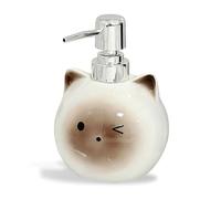 YURIAERY Ceramic Siamese Cat Soap Dispenser 15 Oz, Cute Black and White Liquid Dispenser for Kids, Bathroom or Kitchen Countertop Décor