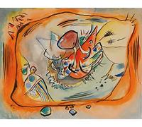YURKO Photo Canvas Image Classic Wall Art Picture Famous Sketch for Painting with Orange Border By Wassily Kandinsky for Home Decor 60x90cm