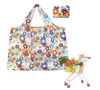 Yurleer Large Foldable Shopping Tote Bag Water Resistant Shopping Tote Bag Reusable Eco Waterproof Tote Shopping Bag for Daily Use in Pocket