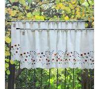 yurlisa 027 2 Pack Floral Embroidery Pastoral Style Valance, White Sheer Flowers Valances,Window Treatment for Kitchen,W43XL18 inch (Wild Flower)