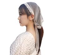 YuRongsxt Triangle Chapel Veil Mantilla Lace Headcovering Catholic Latin Mass M15, Ivory, Large