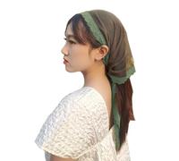 YuRongsxt Triangle Chapel Veil Mantilla Lace Headcovering Catholic Latin Mass M15, Olive Green, Large
