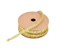 Yurosiay 10 Yards x 8 mm Christmas Tinsel Ribbon Mini Tinsel Garland Colourful Glitter Metallic Tinsel Christmas Decorative Ribbon Gift Ribbon Shiny Thin Tinsel Christmas Tree Ribbon for Party Gold