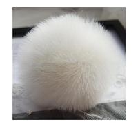 Yurosiay 11 Pieces 12 cm Large Faux Fur Bobble DIY Colourful Fur Pompom Soft Fluffy Faux Fur Pompom Cute Fur Pompom for Hats Key Ring Scarves Gloves Bags Accessories White