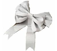 Yurosiay Giant Bows DIY Super Large Bow Decorative Glitter Decorative Bows Hanging Giant Bow Wedding Car Bows Christmas Bows Large Decorative Bow for Party House Silver 75 cm