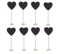 Yurosiay Pack of 10 Mini Wooden Chalkboards with Stand, Table Board, Wooden Mini Board for Labelling, Portable Memo Board, Message Board, Place Cards for Party, Table Decoration, 20 x 8 cm, Heart