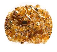 Yurosiay Pack of 1000 Glass Horn Beads Mix Glass Bugle Pen Beads Tubes Sticks Beads Spacer Beads Signal Horn Beads for Bracelet Necklace Jewellery Making Embroidery DIY Crafts Gold Series