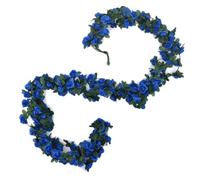Yurosiay Pack of 2 2.4 m Artificial Rose Garland Fake Rose Vine Artificial Flowers Garland Like Real Elegant Flower Garland Roses Silk Flowers Hanging Vine for Wedding Party Garden Royal Blue