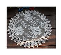 Yurosiay Pack of 2 White Lace Coasters Vintage Lace Doilies Round Handmade Crochet Tablecloth Elegant Flowers Embroidery Placemat Round Lace Table Mat Crocheted Tablecloth Daffodil 20 cm