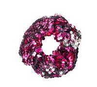Yurosiay Sequin Hair Scrunchie Elastic Glitter Hair Scrunchie Colourful Mermaid Sequins Hair Scrunchies Fashion Ponytail Holder Sequins Hair Accessories for Girls Rose Red