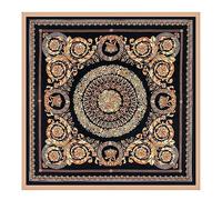 Yurosiay Women's Silk Scarf 90 x 90 cm Vintage Printed Neckerchief Baroque Style Satin Scarf Women's Squares Faux Silk Scarf Elegant Satin Headscarf Bandana Neckerchief Neckerchief for Women Black