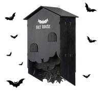 Yurosuis Bat Box,Wall Wooden Bat Nest - Three Chamber Wall Mount Shelter Houses Box for Halloween Garden Tree Backyards Decoration