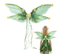 Yurosuis Fairy Wings for Children, Role Play Butterfly Wings with 3D Flowers and Leaves, Creative Accessory for Fancy Dress as a Fairy for Carnival Halloween